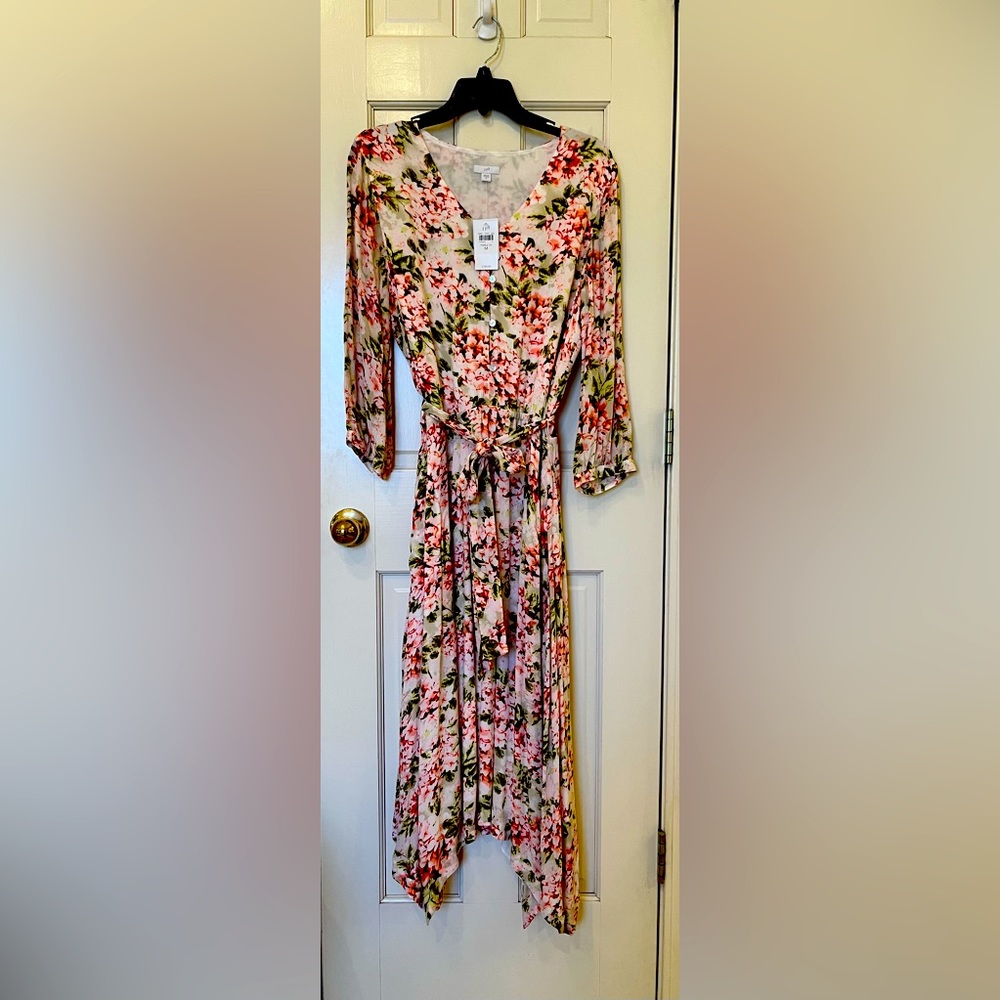 J.Jill floral dress asymmetrical hem.  Worn once.
